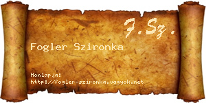 Fogler Szironka névjegykártya